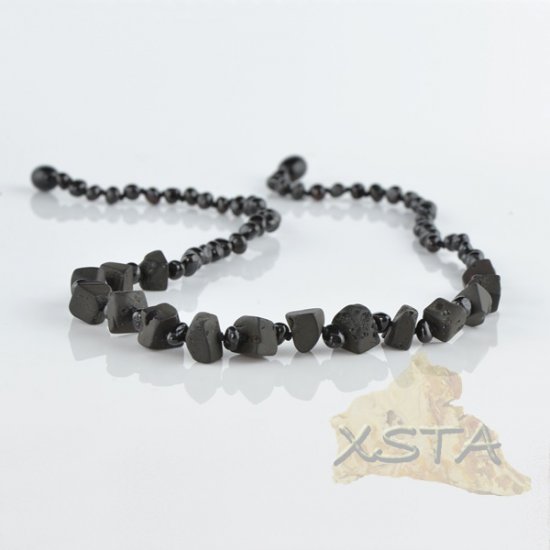 Amber necklace black color beads